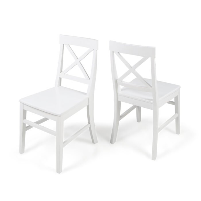 Roshan Farmhouse Acacia Wood Dining Chairs, White (Set of 2) - Image 3