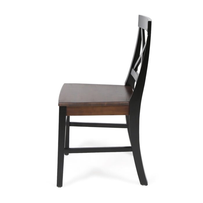 Roshan Farmhouse Acacia Wood Dining Chairs, Black / Walnut (Set of 2) - Image 7