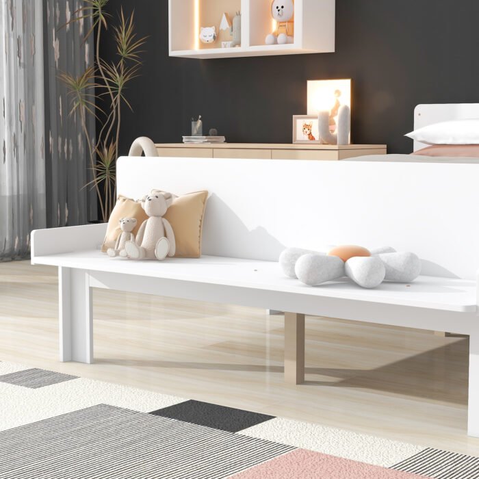 Full Bed with Footboard Bench 2 drawers White - Image 4