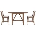 Wooden Counter Height Drop Leaf Dining Table with 2 Upholstered Chairs - Image 25
