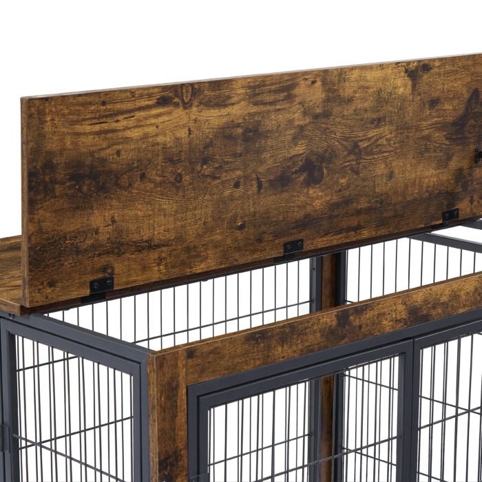 Style Dog Crate on Wheels with Double Doors and Lift Top - Image 9
