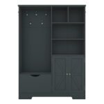 Multi-functional Coat Rack with Storage Shelves Drawers and Bench - Image 9