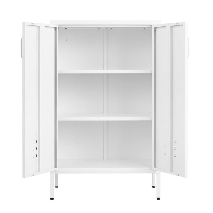 Steel storage cabinet with double doors and 2 movable partitions - Image 2