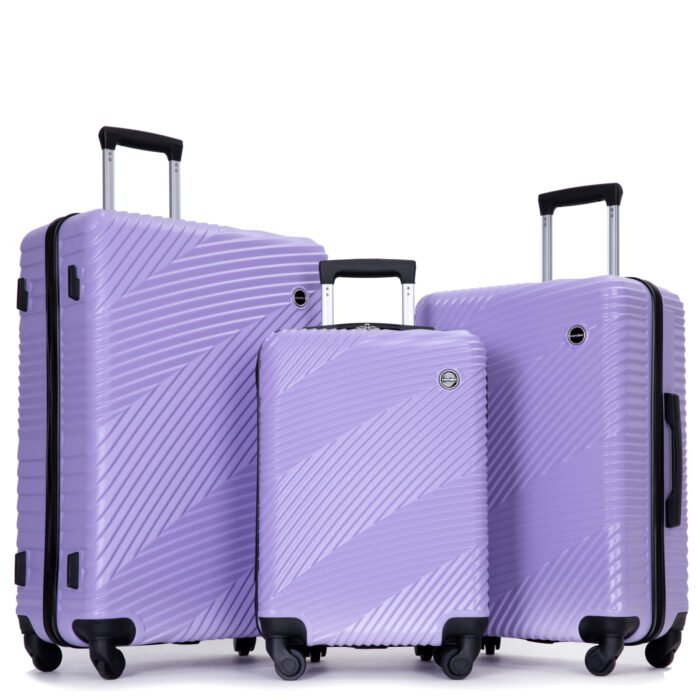 3 Piece Luggage Sets with Two Hooks Spinner Wheels (20/24/28) - Image 2