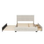 Queen Upholstered Platform Bed with Twin Size Trundle and Two Drawers - Image 14