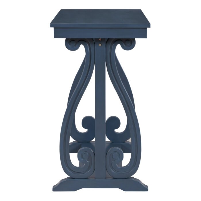Farmhouse Style Entryway Table with Open Shelf and Sturdy Construction (Navy) - Image 12