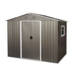 Outdoor Metal Storage Shed with Floor Base Gray (8ft x 10ft) - Image 10