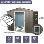 Outdoor Metal Storage Shed with Floor Base Gray (8ft x 10ft) - Image 6