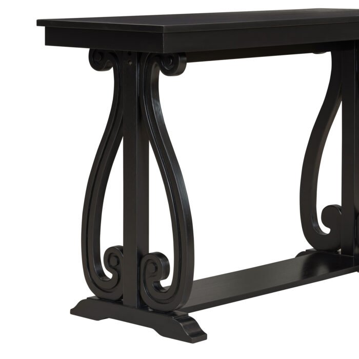 Farmhouse Style Entryway Table with Open Shelf and Sturdy Construction (Black) - Image 12