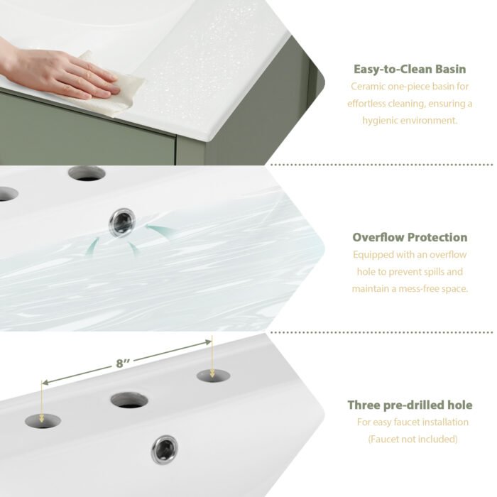 Bathroom Vanity with Ceramic Sink and Multifunctional  Storage - Image 7