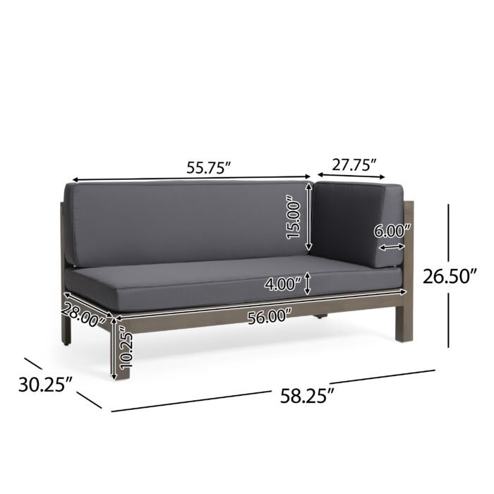 Back Right Corner Wooden Bench, Dark Grey - Image 4