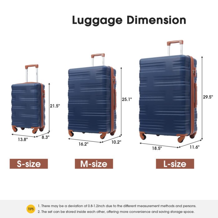 Hardshell Luggage Sets 3 Pcs Spinner Suitcase with TSA Lock  (20/24/28) - Image 3