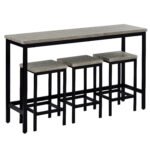 Height Extra Long Bar Table Set with 3 Stools and Footrest - Image 7
