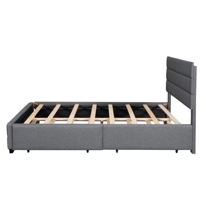 Queen Upholstered Platform Bed with Twin Size Trundle and Two Drawers - Image 20
