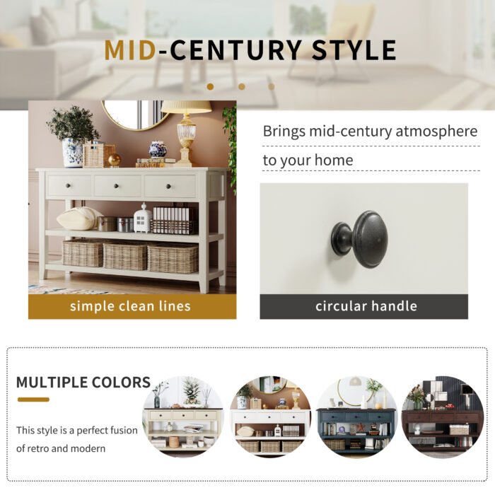 Retro Design Entrance Console with Two Open Shelves - Image 4