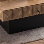 Three dimensional Embossed Wooden Pattern Square Retro Coffee Table - Image 4