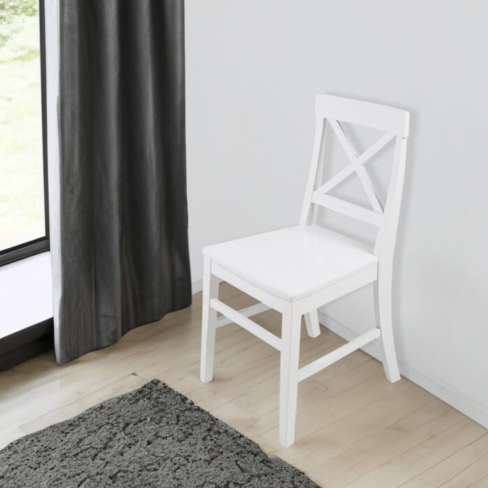 Roshan Farmhouse Acacia Wood Dining Chairs, White (Set of 2) - Image 2