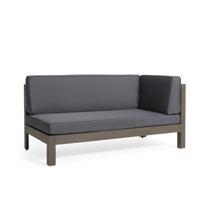 Back Right Corner Wooden Bench, Dark Grey - Image 2