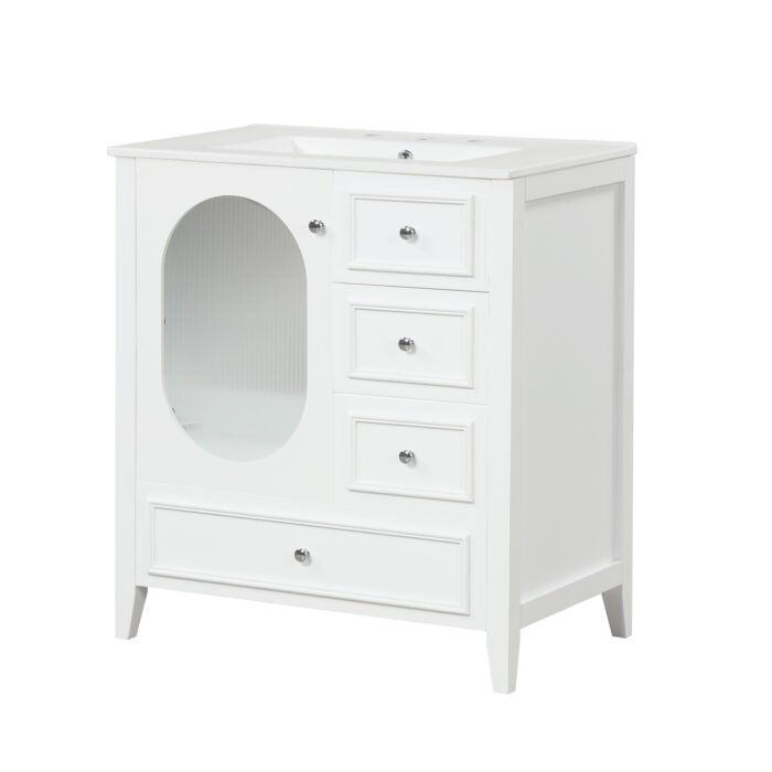 Bathroom Vanity with Sink with Three Drawers and Door - Image 15