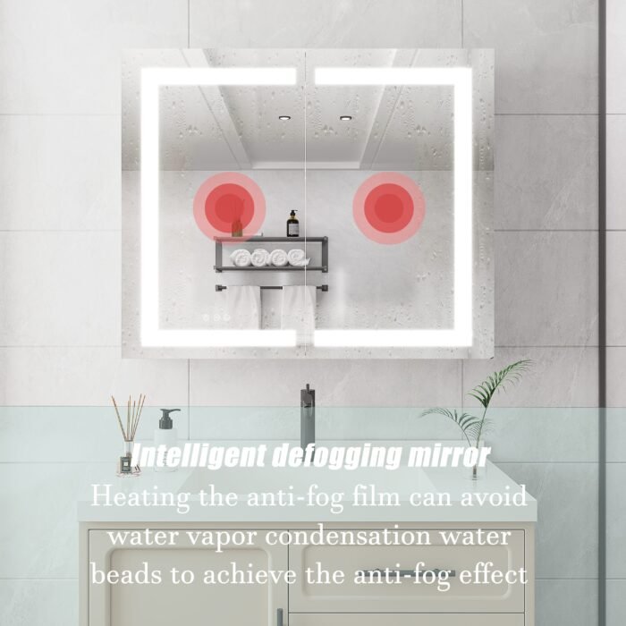 Medicine Cabinet with LED, Anti-Fog, Waterproof (36x30) - Image 12