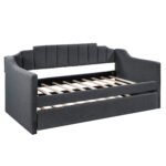 Upholstered Twin Day Sofa bed with Trundle Black - Image 6