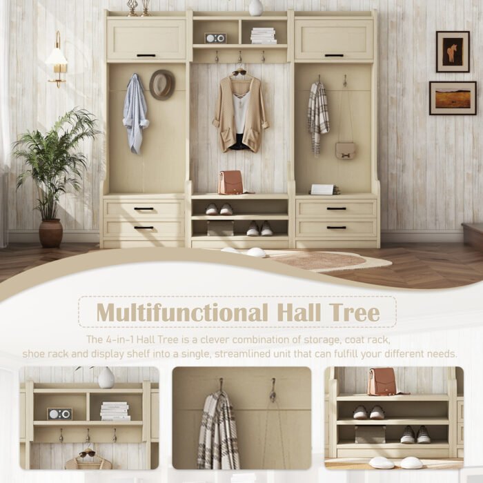 4 in 1 detachable multifunctional Coat Rack with drawers and cabinets - Image 5