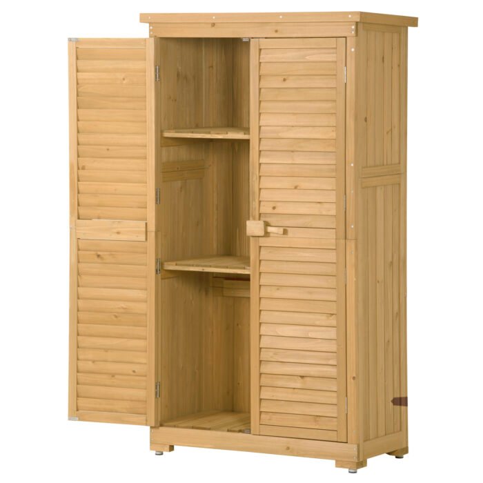Wooden Garden Shed Patio Storage with Natural Wood Color - Image 11