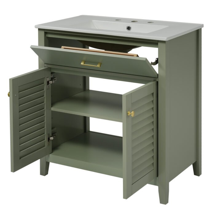 Bathroom Vanity with Ceramic Sink and Multifunctional  Storage - Image 15