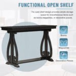 Farmhouse Style Entryway Table with Open Shelf and Sturdy Construction (Black) - Image 5