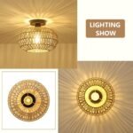 Ceiling Boho Rattan Ceiling Light with Dimmable LED - Image 6