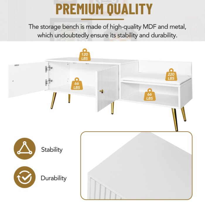 Modern Shoe Cabinet with Hidden Storage and Upholstered Cushions - Image 6