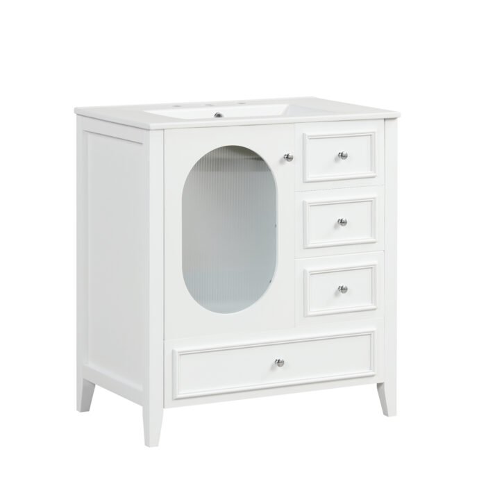 Bathroom Vanity with Sink with Three Drawers and Door - Image 13