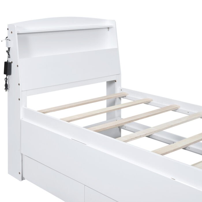 Twin Size Platform Bed with Drawers Storage and LED Headboard - Image 14