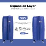3 Piece Set Hardshell PP Luggage Sets Lightweight with TSA Lock (20/24/28) Navy - Image 7