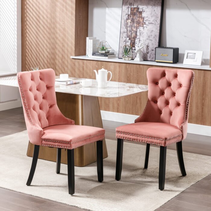 High-end Tufted Solid Wood Contemporary Velvet Upholstered Dining Chair (Set of 2) - Image 7