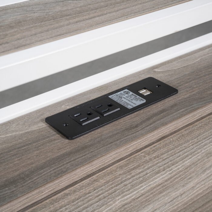 Queen Size Metal Platform Bed Frame with Trundle USB Ports and Slat Support - Image 9