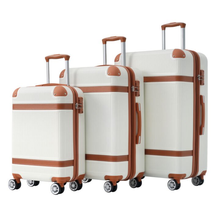 3 Piece Set Hardshell Lightweight Spinner Luggage with TSA Lock (20/24/28) White - Image 8