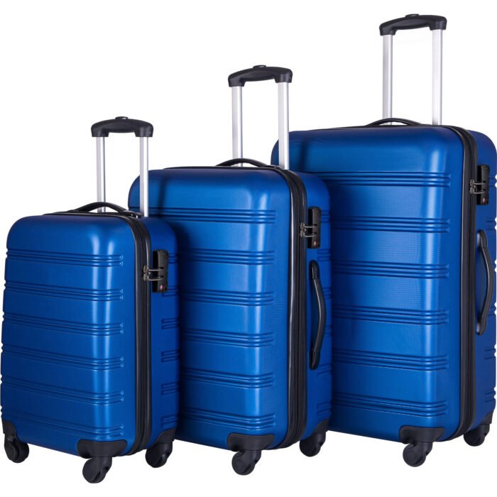 Blue 3 Piece Luggage Set Hardside Spinner Suitcase with TSA Lock (20/24/28) - Image 3