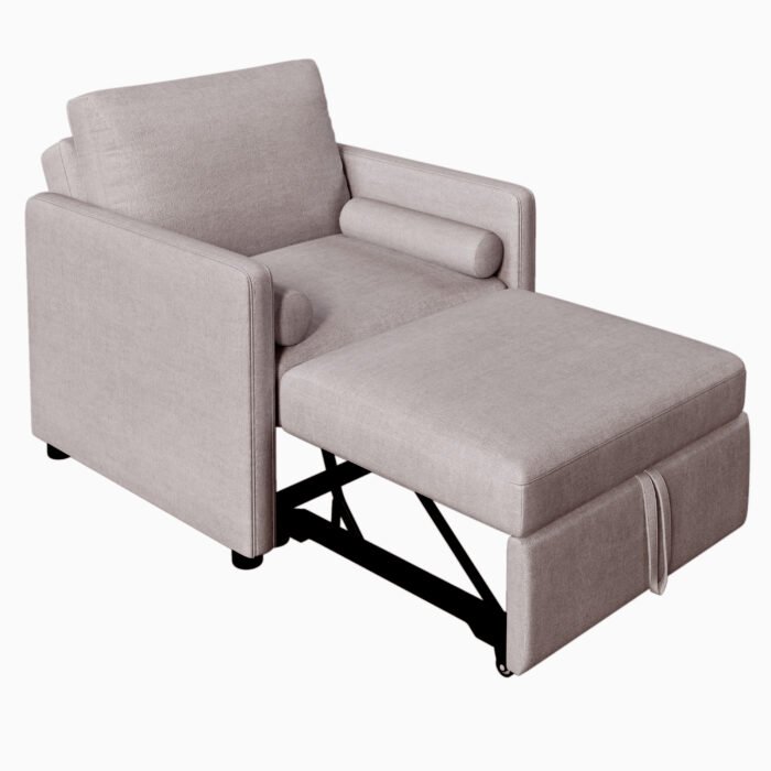 3 in 1 Convertible Sleeper Chair with Adjustable Backrest, Linen - Image 8