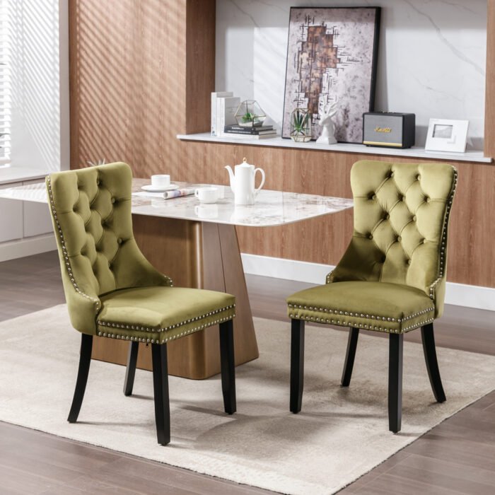 High-end Tufted Solid Wood Contemporary Velvet Upholstered Dining Chair (Set of 2) - Image 7
