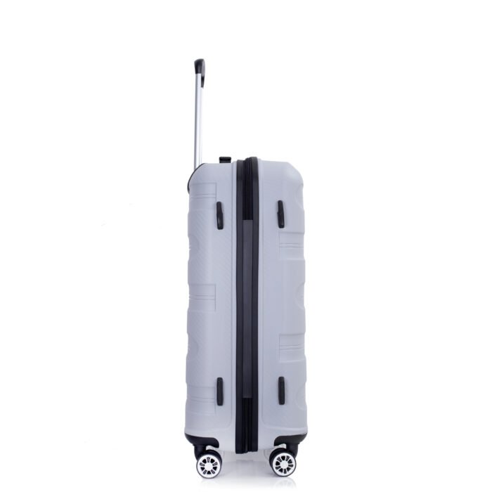 3 Piece Set Hardshell PP Luggage Sets Lightweight with TSA Lock (20/24/28) Silver - Image 12
