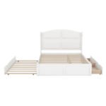 Wood Queen Size Platform Bed with Twin Size Trundle and 2 Drawers - Image 8