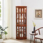 Corner Curio Cabinet with five Shelves and Lighting System (Oak) - Image 3