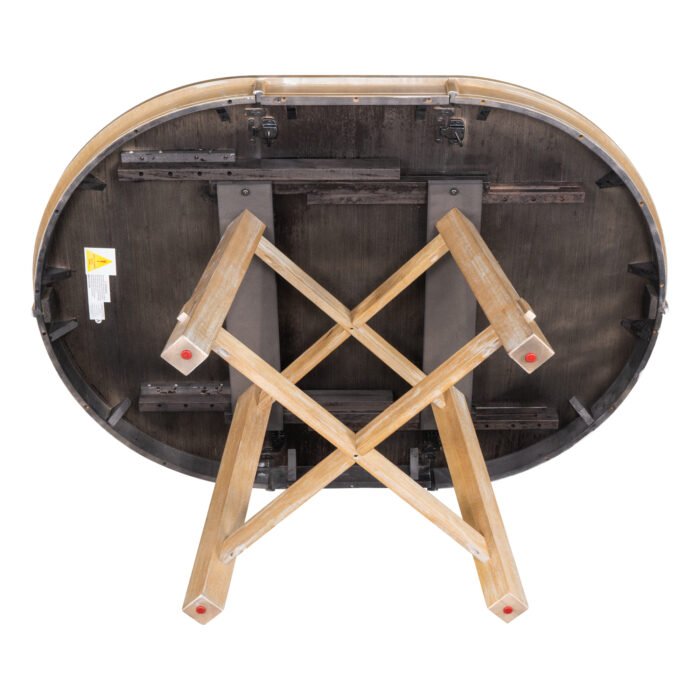 Farmhouse Round Extendable Dining Table with (Natural Wood) - Image 6