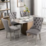High end tufted solid wooden velvet dining chair (set of 2) - Image 4