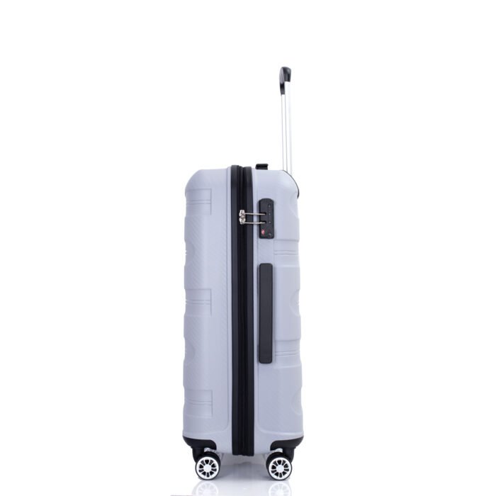 3 Piece Set Hardshell PP Luggage Sets Lightweight with TSA Lock (20/24/28) Silver - Image 13