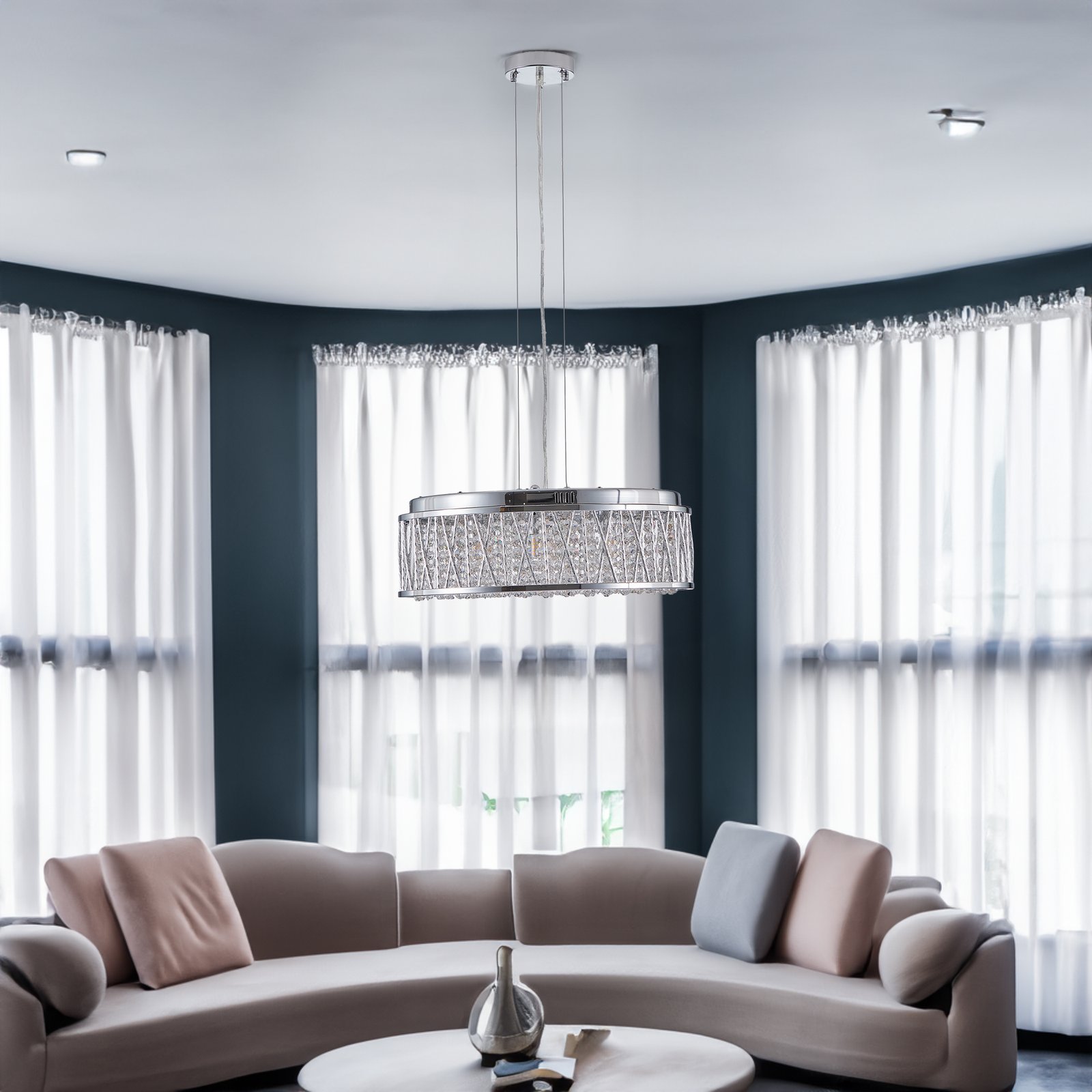 520385331 Crystal Pendant Circular Ceiling Light Fixture - Image 1