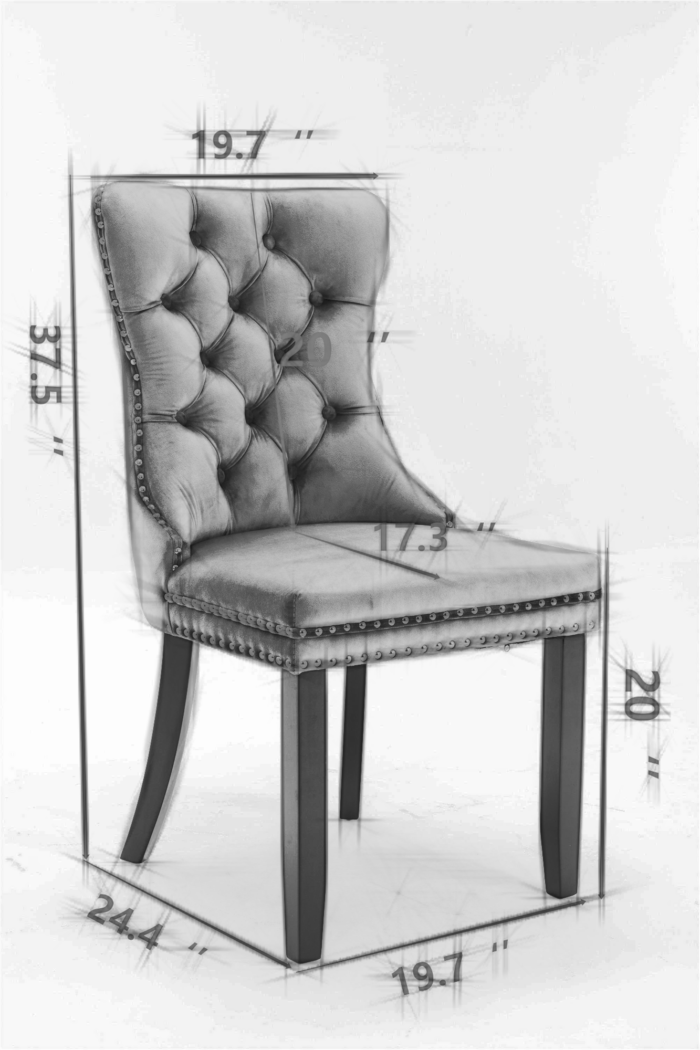 Tufted Solid Wood Contemporary PU and Velvet Upholstered Dining Chair (Set of 2) - Image 13