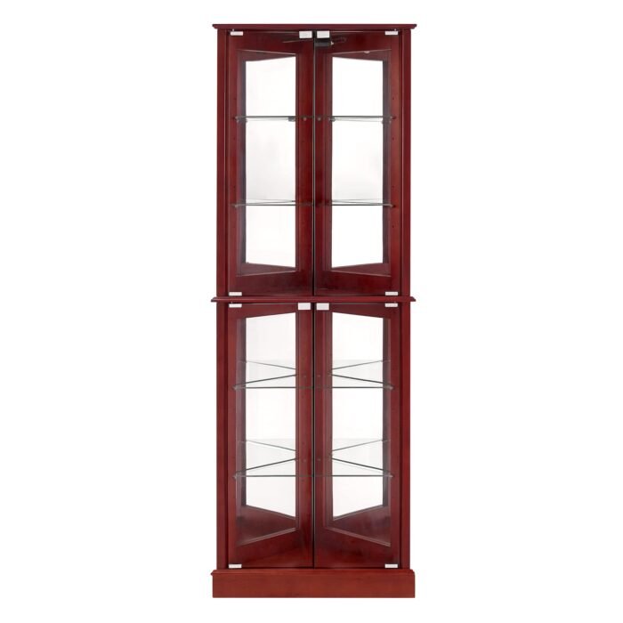 Corner Curio Dispaly Cabinet with Lights and Adjustable Tempered Glass Shelves - Image 6