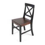 Roshan Farmhouse Acacia Wood Dining Chairs, Black / Walnut (Set of 2) - Image 5